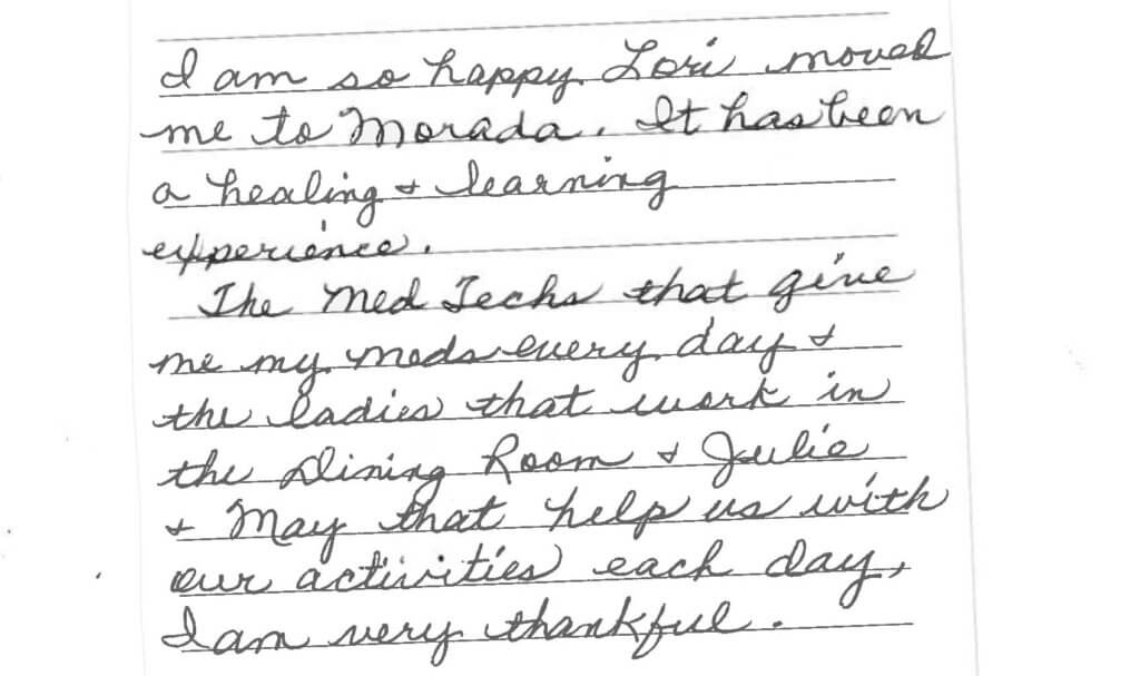 Letter from Resident Mary